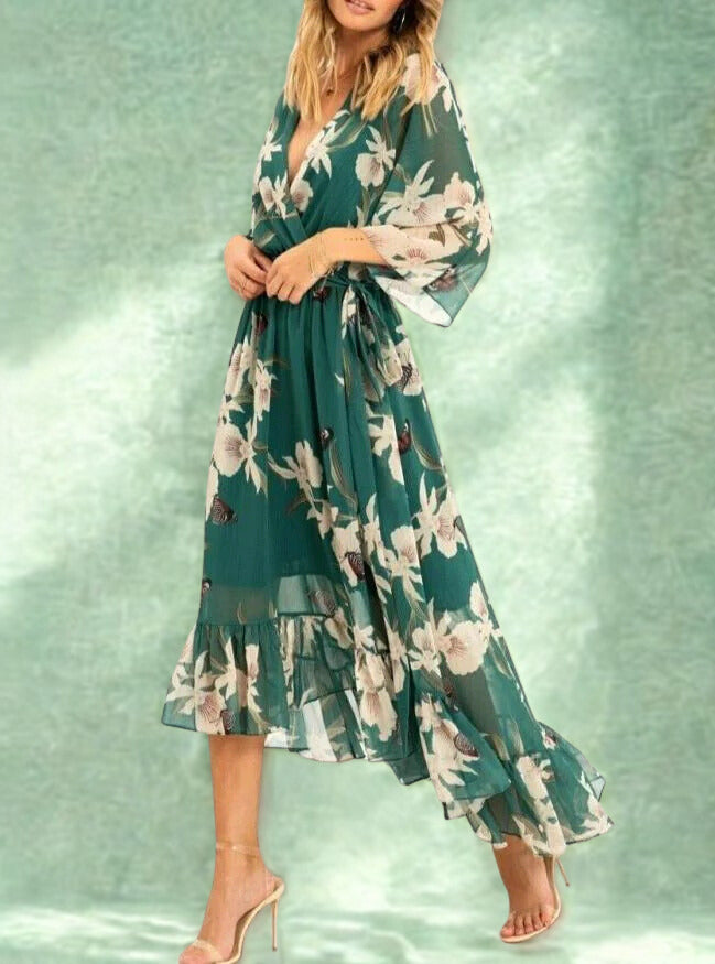 Women’s Floral Print Wrap Maxi Dress