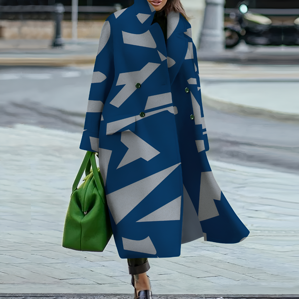 Waterproof Long Coat with Buttons for Women