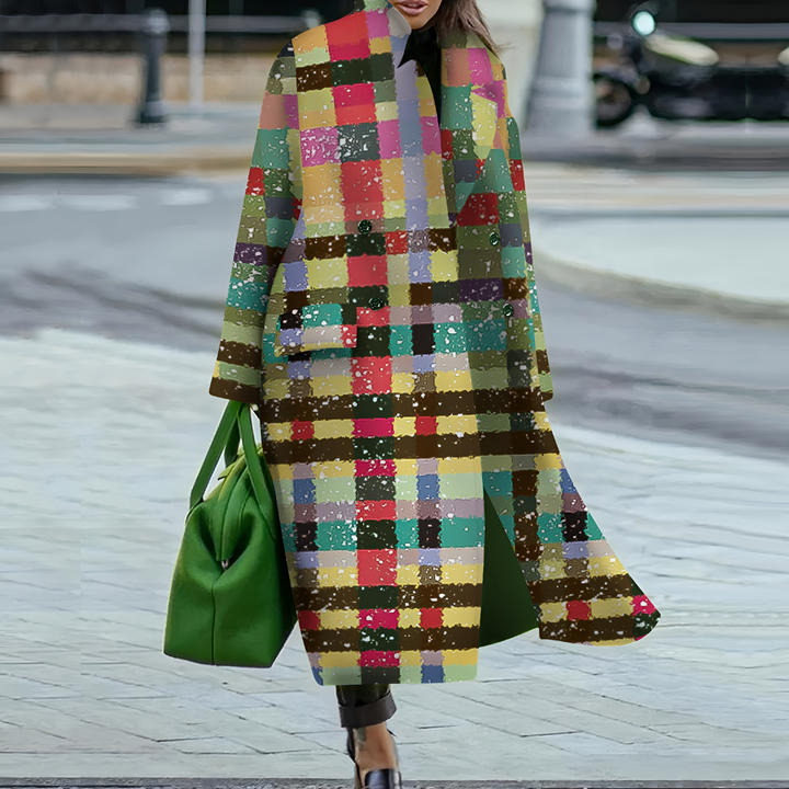 Waterproof Long Coat with Buttons for Women