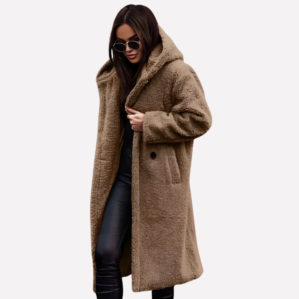 Women’s Hooded Coat with Button Closure
