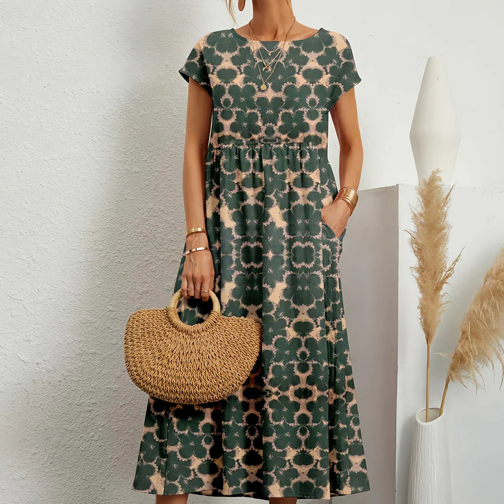 Women’s Cotton Linen Blend Casual Midi Dress