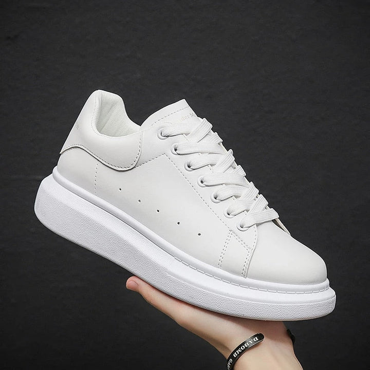 Men’s White Low-Cut Vegan Leather Sneakers