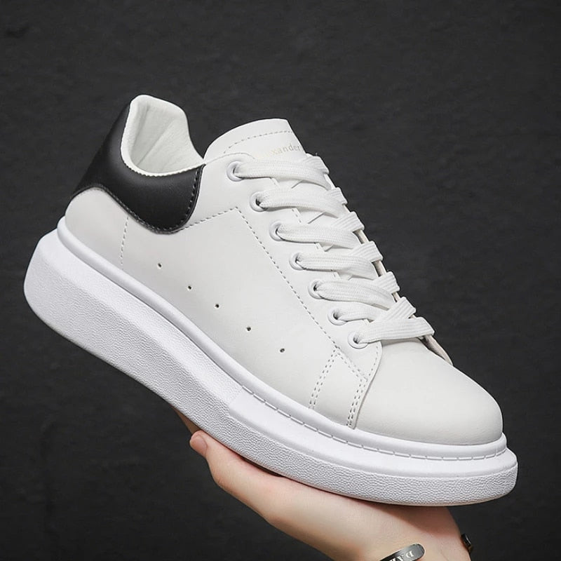 Men’s White Low-Cut Vegan Leather Sneakers