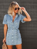 Women's Denim Mini Dress with Button Front