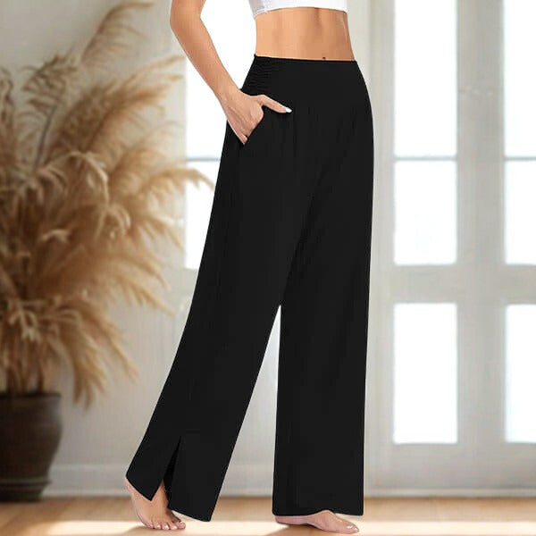Women’s Wide-Leg Yoga Pants with Side Slits