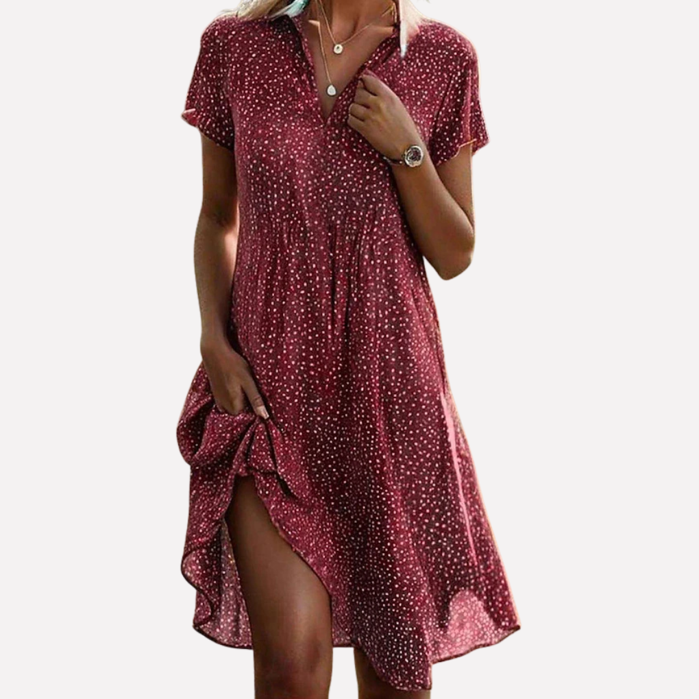 Short-Sleeved Midi Shirt Dress for Women