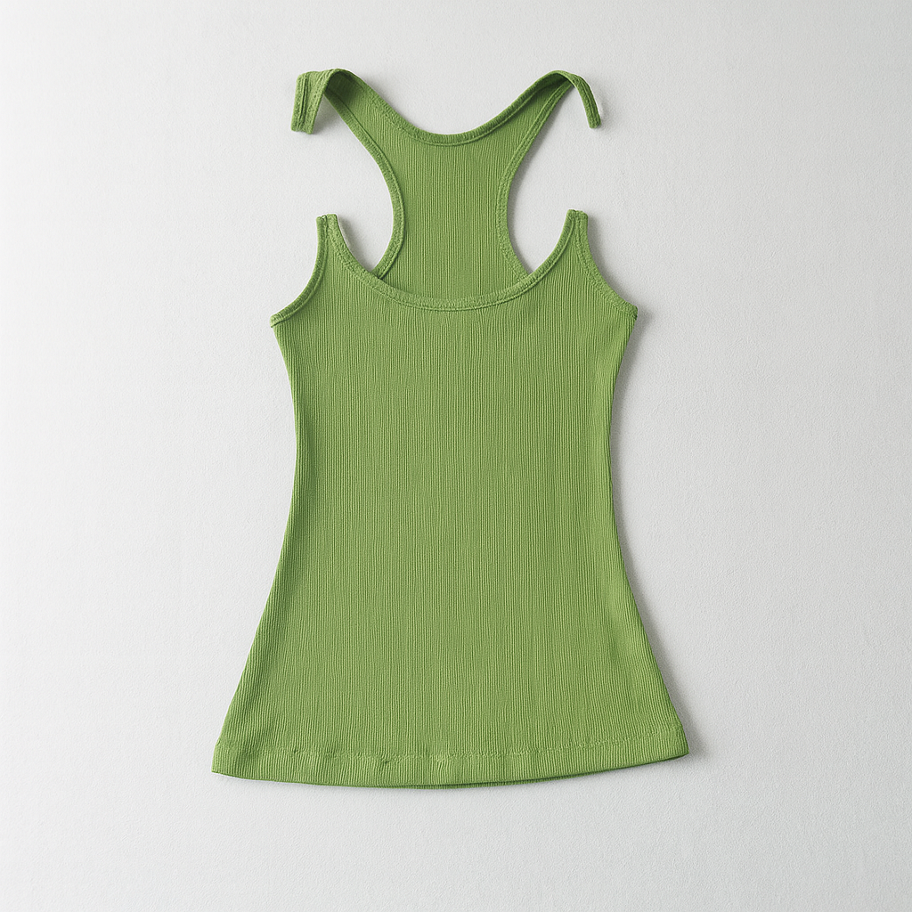 Women Invisible Strap Ribbed Tank Top