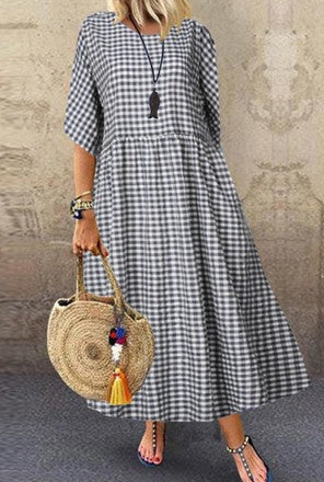Women’s Printed Maxi Dress with Shirred Waist