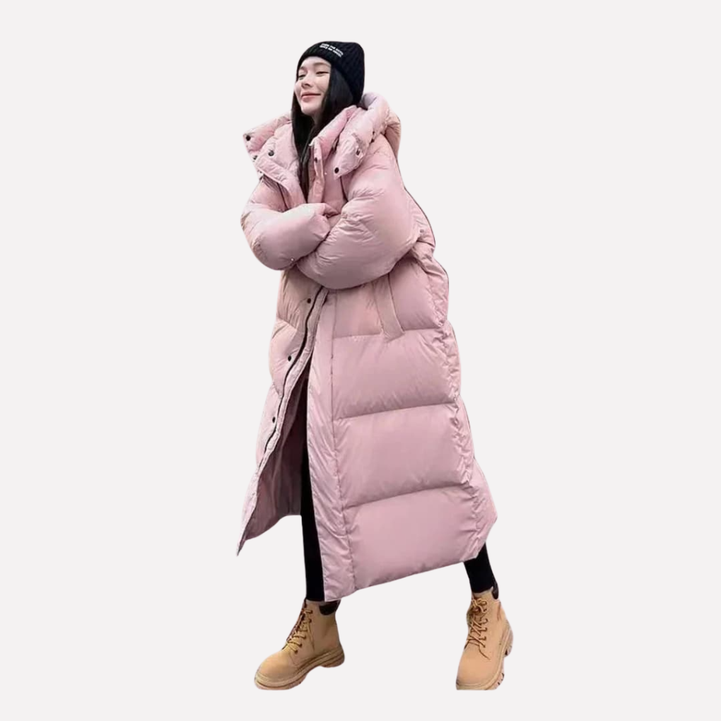 Women's Long Puffer Jacket with Hood