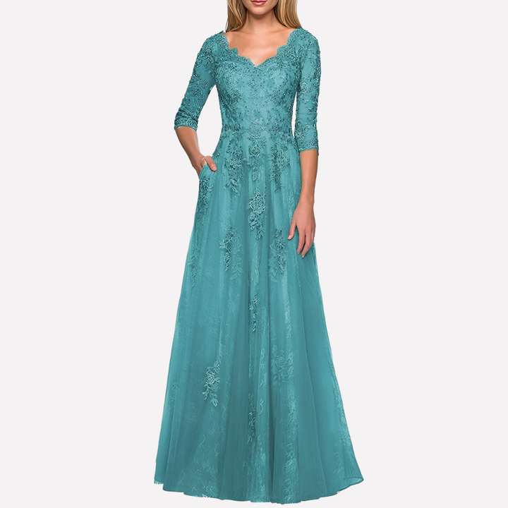 Elegant A-Line Dress with Classic Round Neck