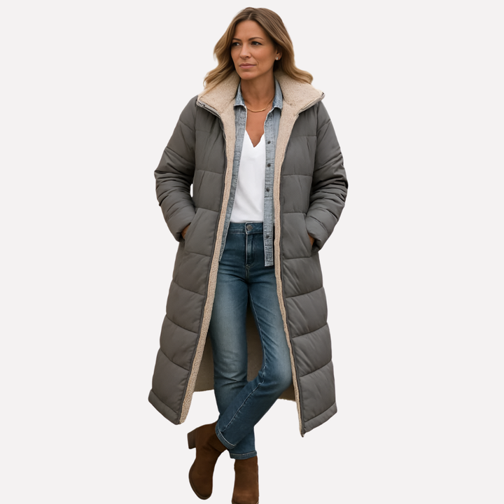 Women’s Quilted Coat with Hood and Lined Interior