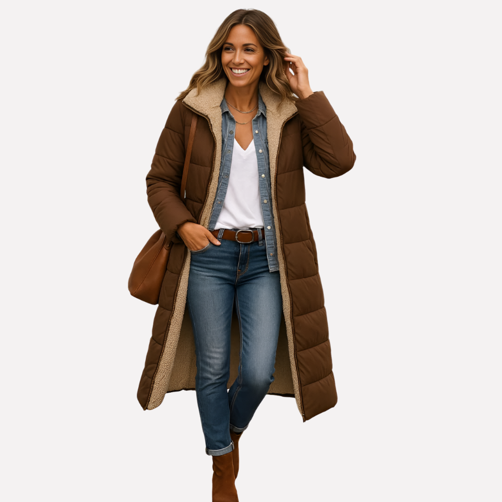 Women’s Quilted Coat with Hood and Lined Interior