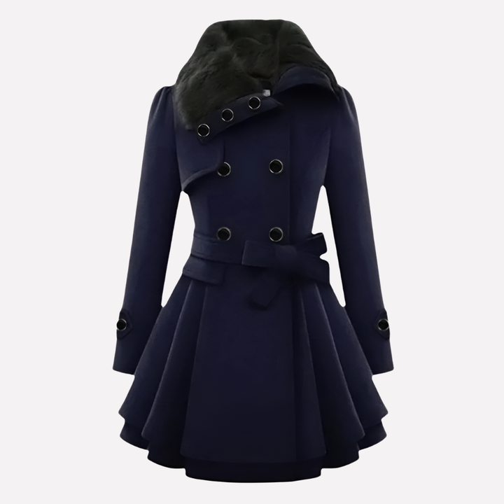 Women’s Winter Coat with Buttons and Belt