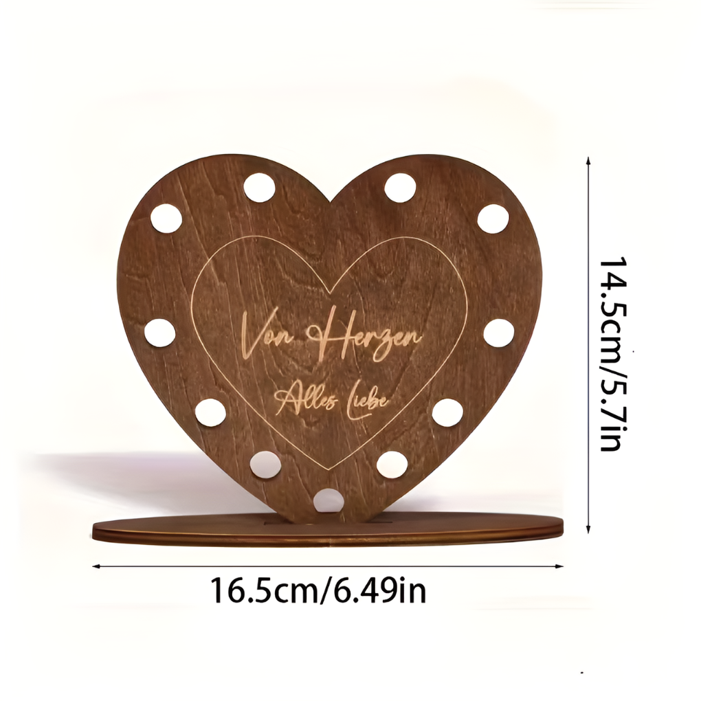 Heart-Shaped Wooden Love Letter & Cash Gift Box