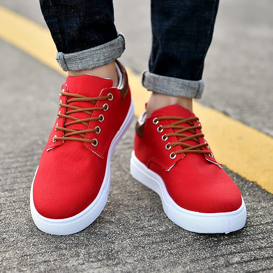 Men’s Low-Top Canvas Sneakers with Lace-Up Closure