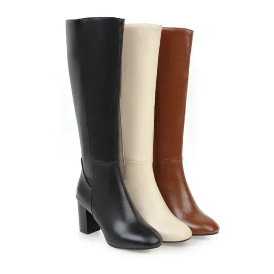 Women's Heeled Knee-High Boots with Zipper Elegant Design Meets Everyday Comfort