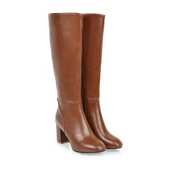 Women's Heeled Knee-High Boots with Zipper Elegant Design Meets Everyday Comfort