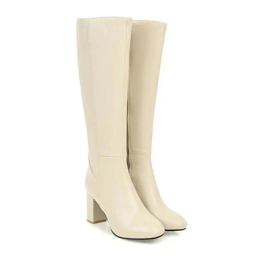 Women's Heeled Knee-High Boots with Zipper Elegant Design Meets Everyday Comfort