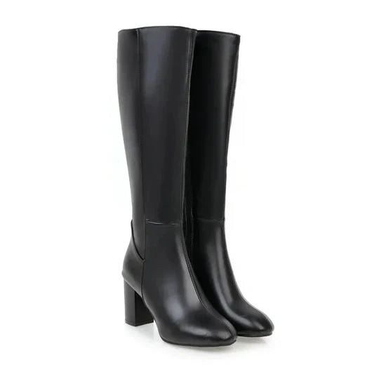 Women's Heeled Knee-High Boots with Zipper Elegant Design Meets Everyday Comfort