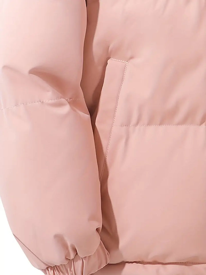 Women’s padded winter jacket with high collar and full zip