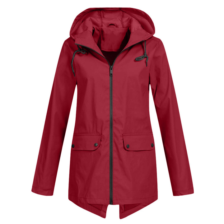 Waterproof Women's Mid-Length Jacket with Zipper