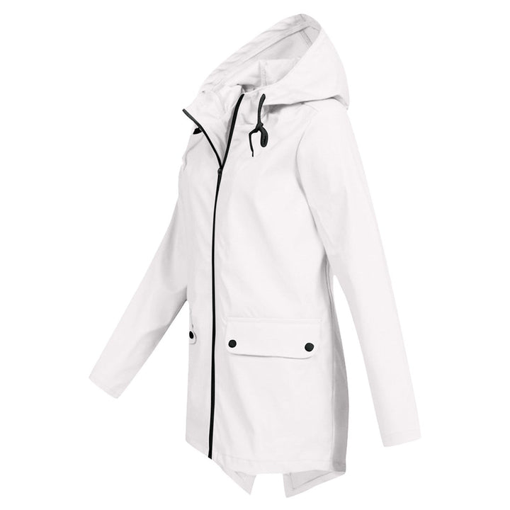 Waterproof Women's Mid-Length Jacket with Zipper