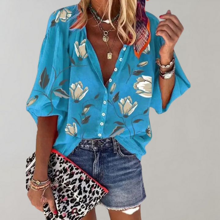 Women's Floral Print Button-Down Shirt