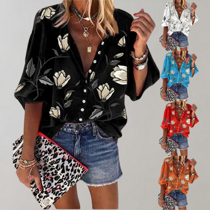 Women's Floral Print Button-Down Shirt