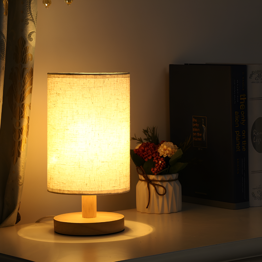 Modern Wooden Nightstand Lamp