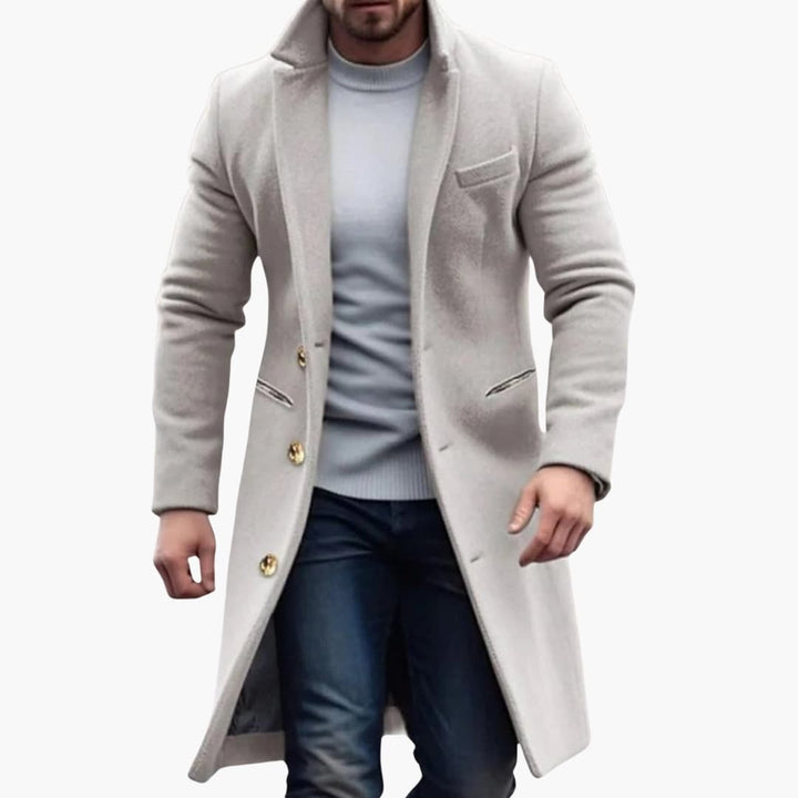 Men’s Long Coat – Button Placket Style