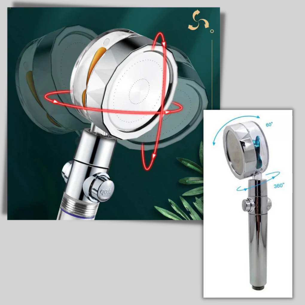 Shower Head with Rotating Propeller  High-Pressure Rain Effect