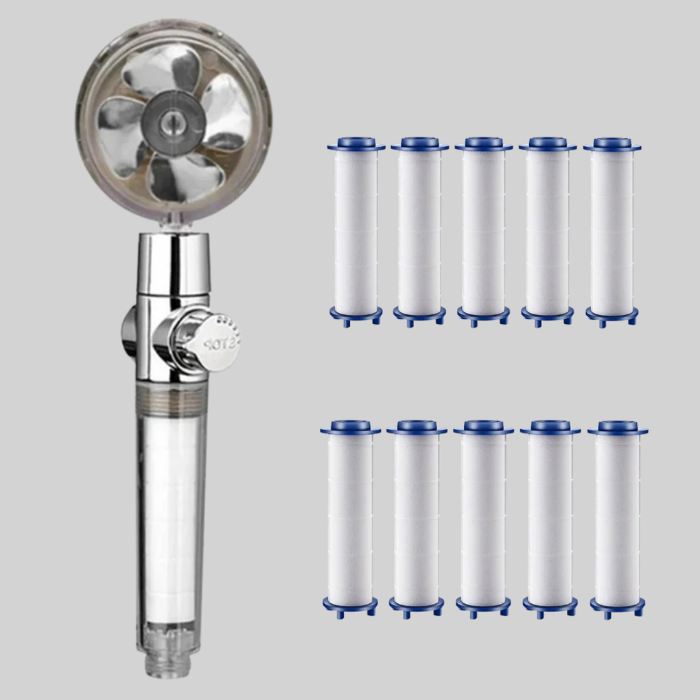 Shower Head with Rotating Propeller  High-Pressure Rain Effect