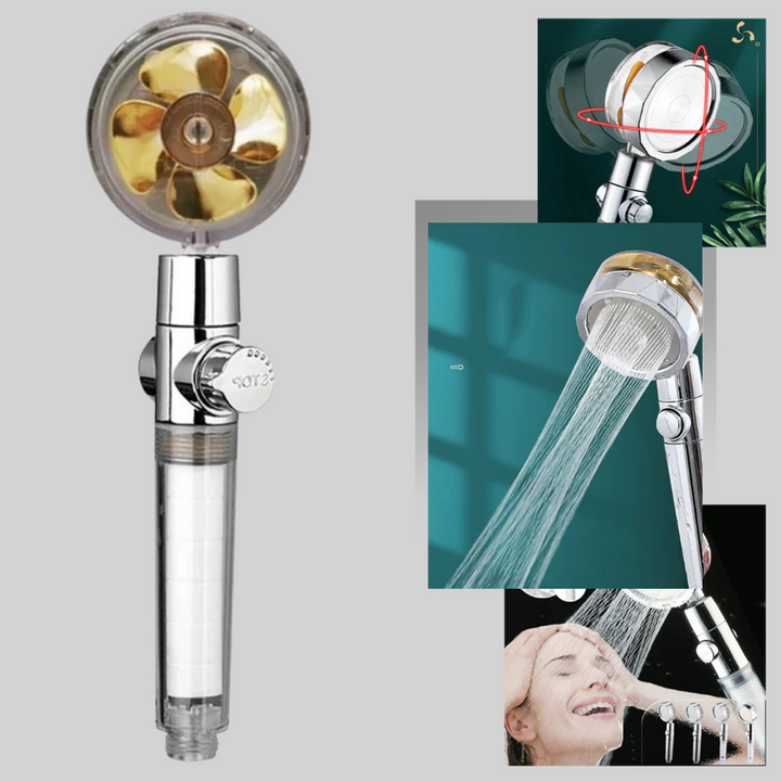 Shower Head with Rotating Propeller  High-Pressure Rain Effect