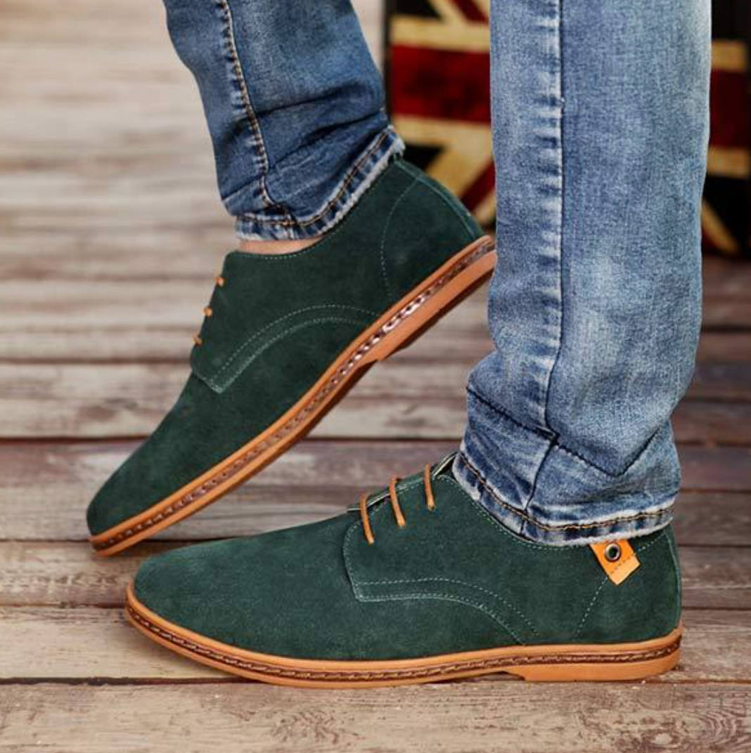 Men’s Suede Vegan Leather Derby Shoes