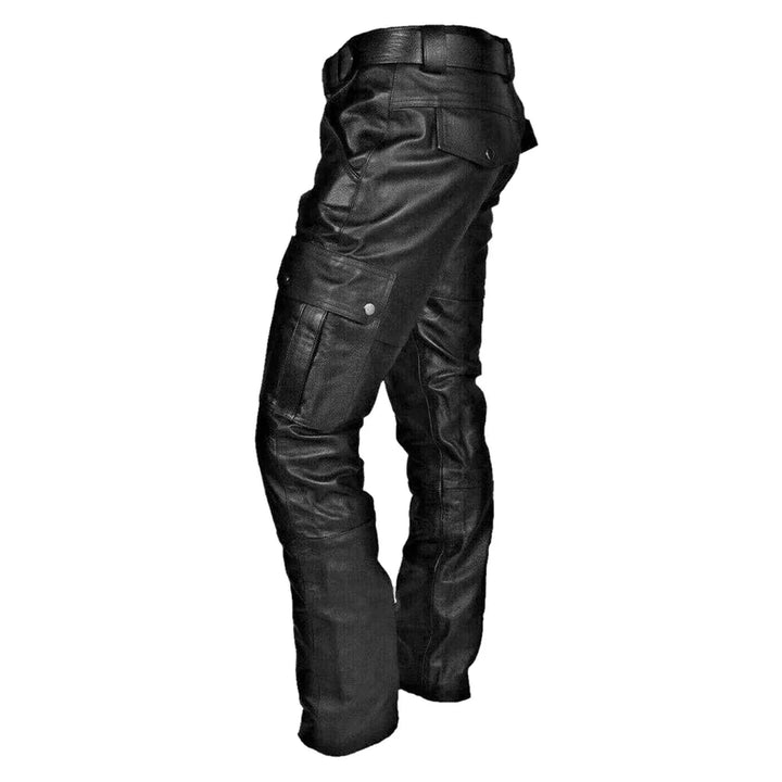 Men’s Vegan Leather Trousers with Multiple Pockets