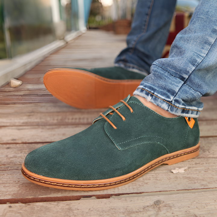 Men’s Suede Vegan Leather Derby Shoes
