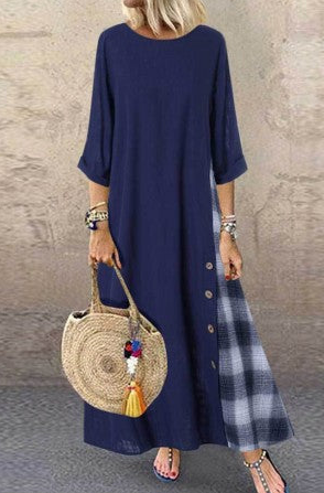 Women’s Printed Maxi Dress with Shirred Waist