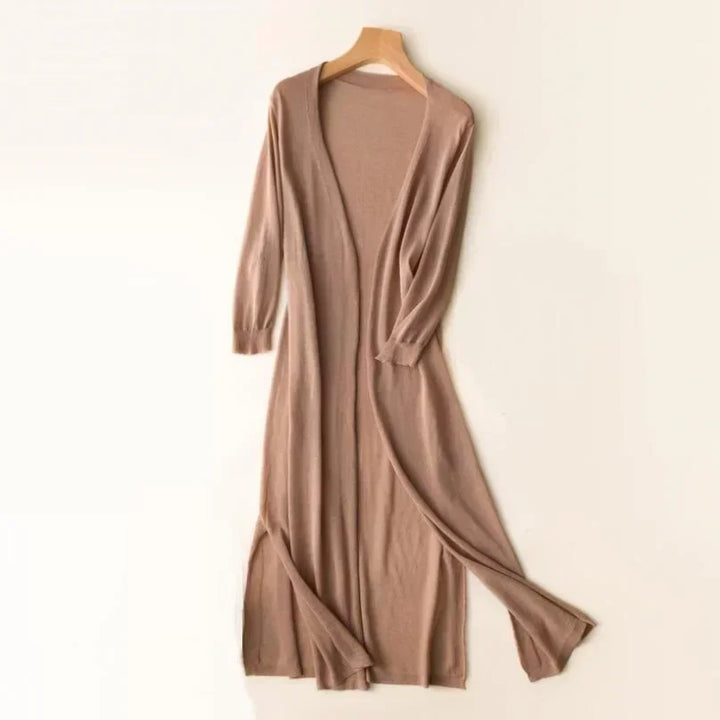 Women’s Lightweight Long Cardigan with Side Slits