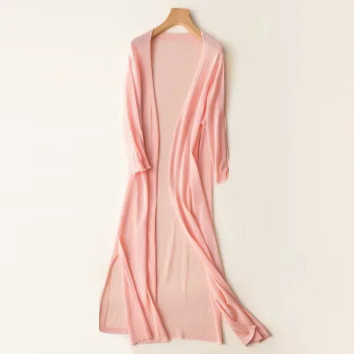Women’s Lightweight Long Cardigan with Side Slits