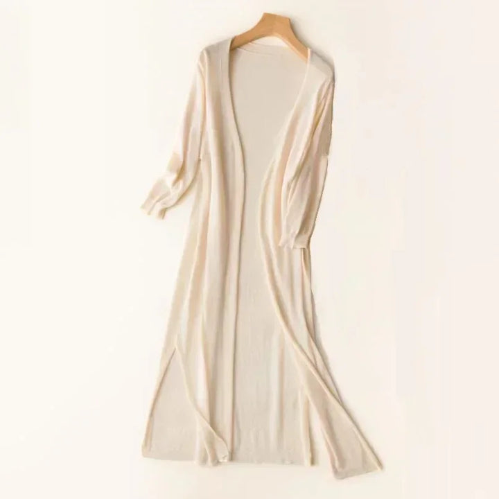 Women’s Lightweight Long Cardigan with Side Slits