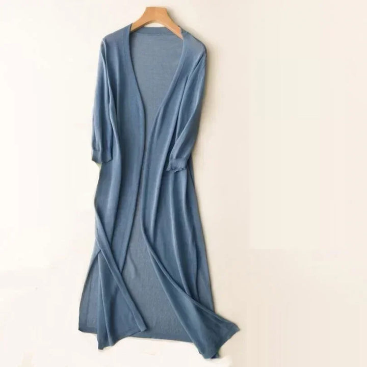 Women’s Lightweight Long Cardigan with Side Slits