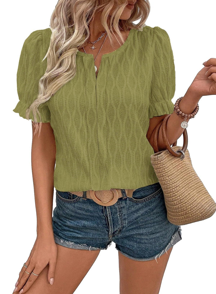 Women’s Notched Scoop Neck Short-Sleeve Shirt
