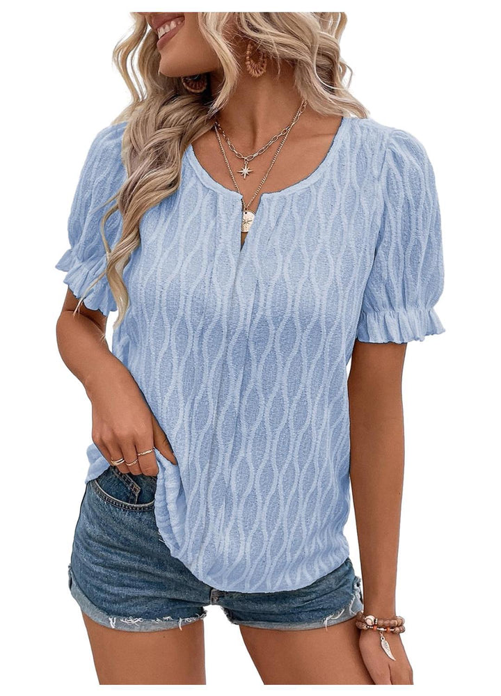 Women’s Notched Scoop Neck Short-Sleeve Shirt