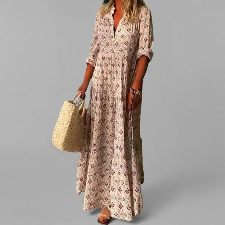 Women’s Flowing Tiered Maxi Dress with V-Neck