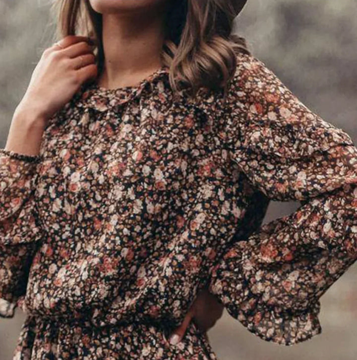 Women’s Tiered Ruffle Mini Dress with Floral Print