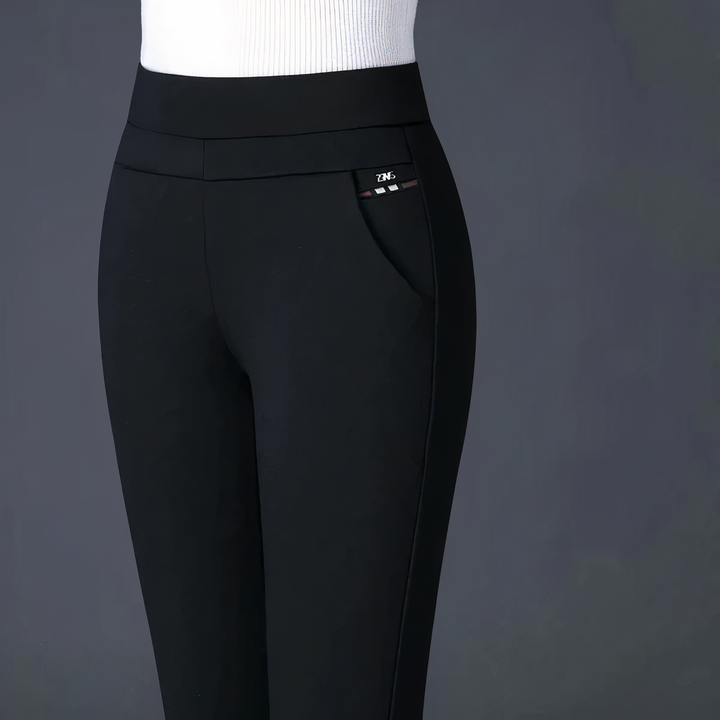 Women’s High-Waist Stretch Trousers with Side Pockets