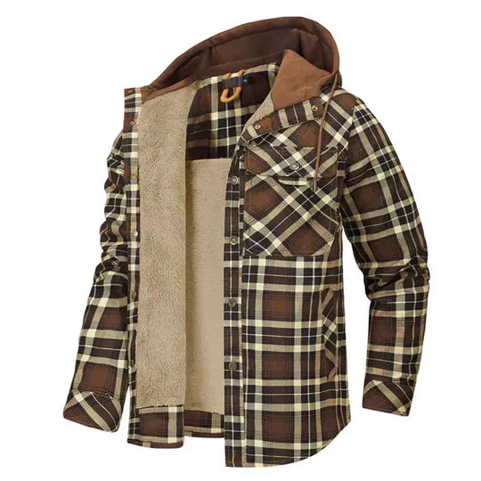 Men’s Plaid Hooded Shirt Jacket