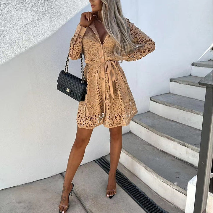 Women’s Lace Button-Down Mini Dress