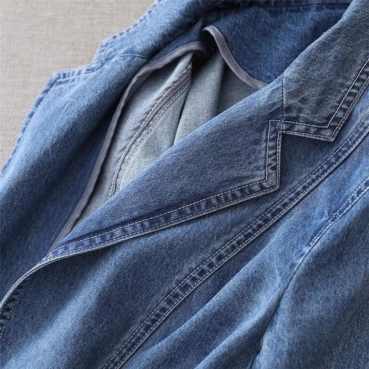 Denim Blazer with Button for Women