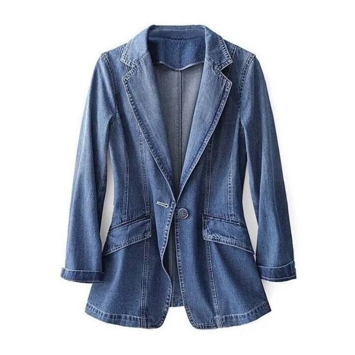 Denim Blazer with Button for Women